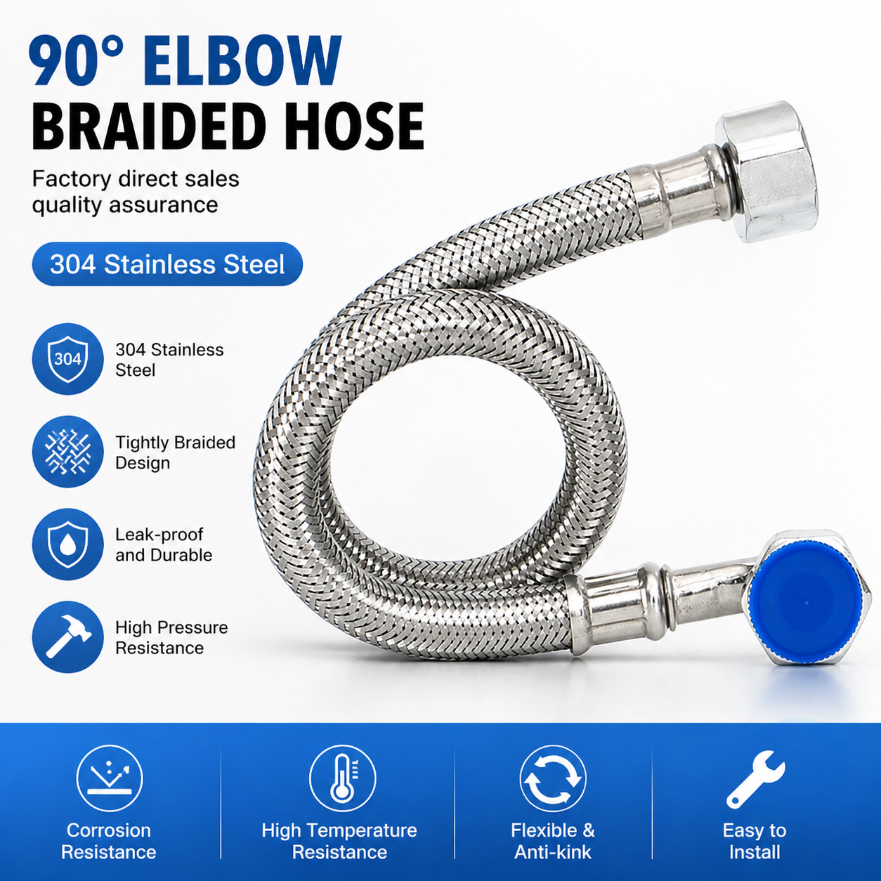 304 Stainless Steel Hose Angle - Flexible Hose Braided recension och pris