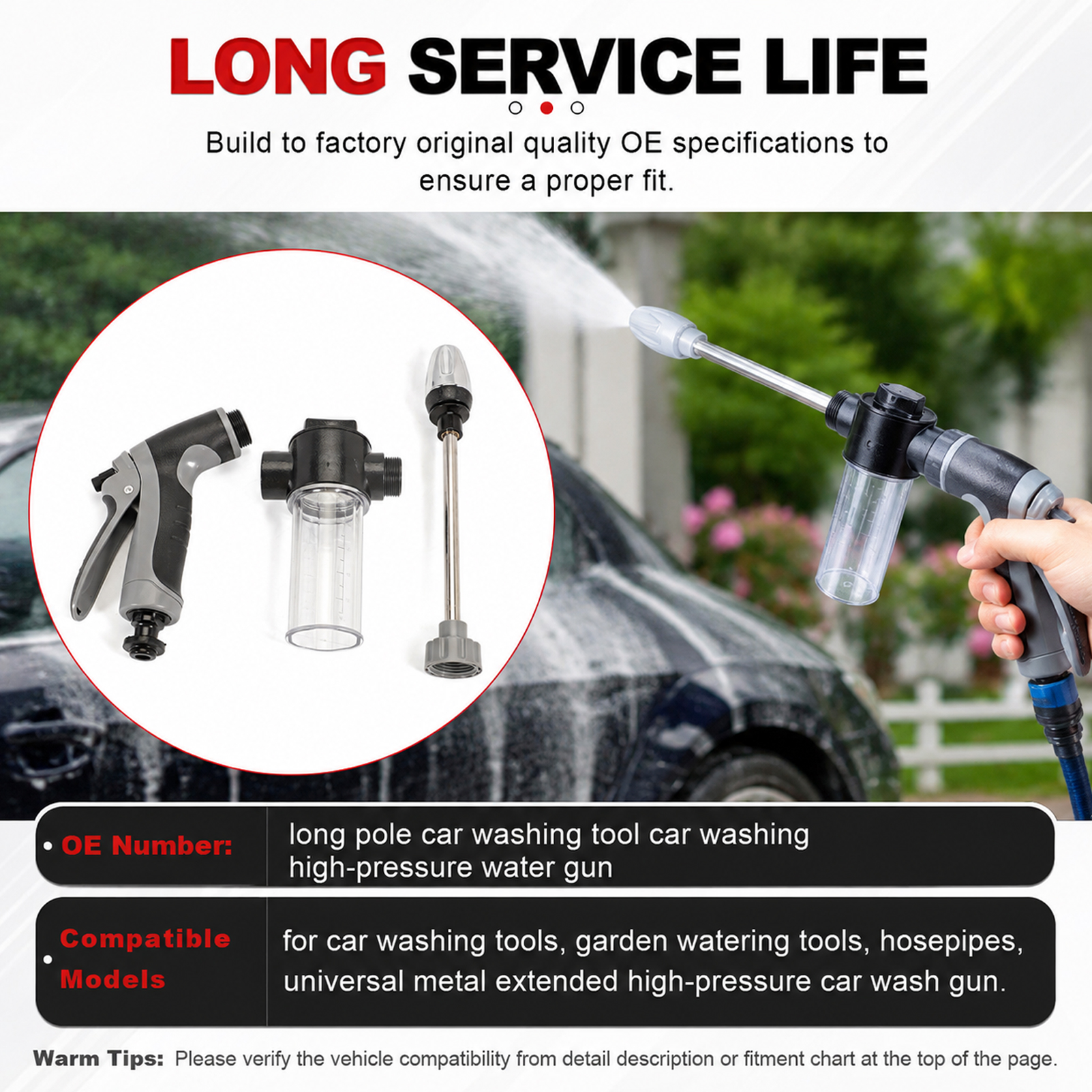 Long Pole Washing Tool for Car - Flexible Hose Braided recension och pris
